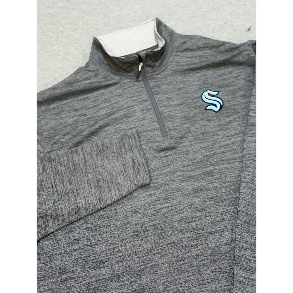 NHL Seattle Kraken Mens XL Heather Gray 1/4‎ Zip Pullover Shirt Space Dye Hockey